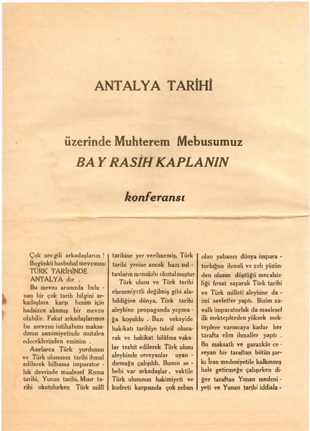 Antalya'nın İlk Milletvekili Mehmet Rasih Kaplan 73. Yıl Önce Vefat Etti 6